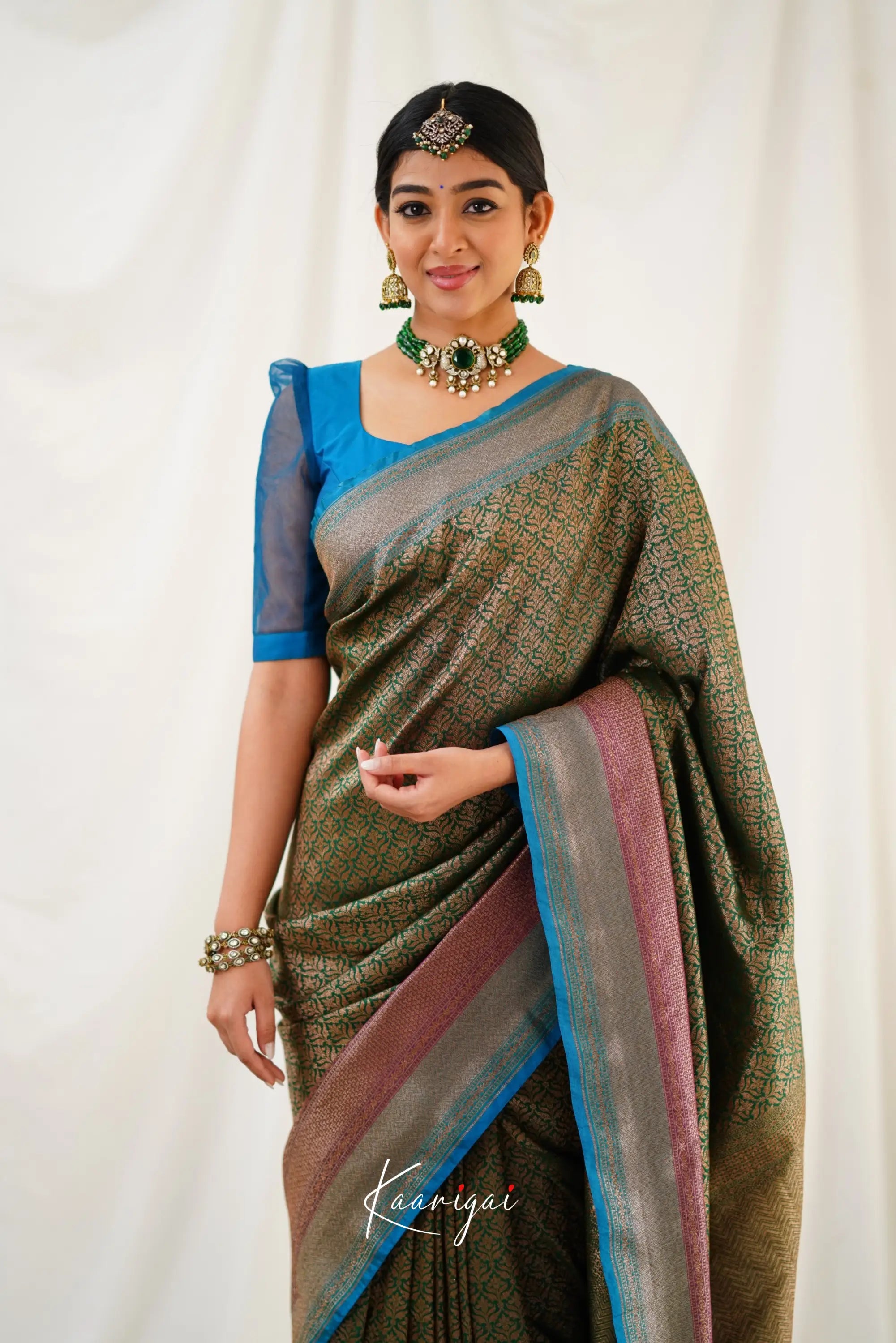 Antara Banarassi Silk Saree - Dark Green Sarees