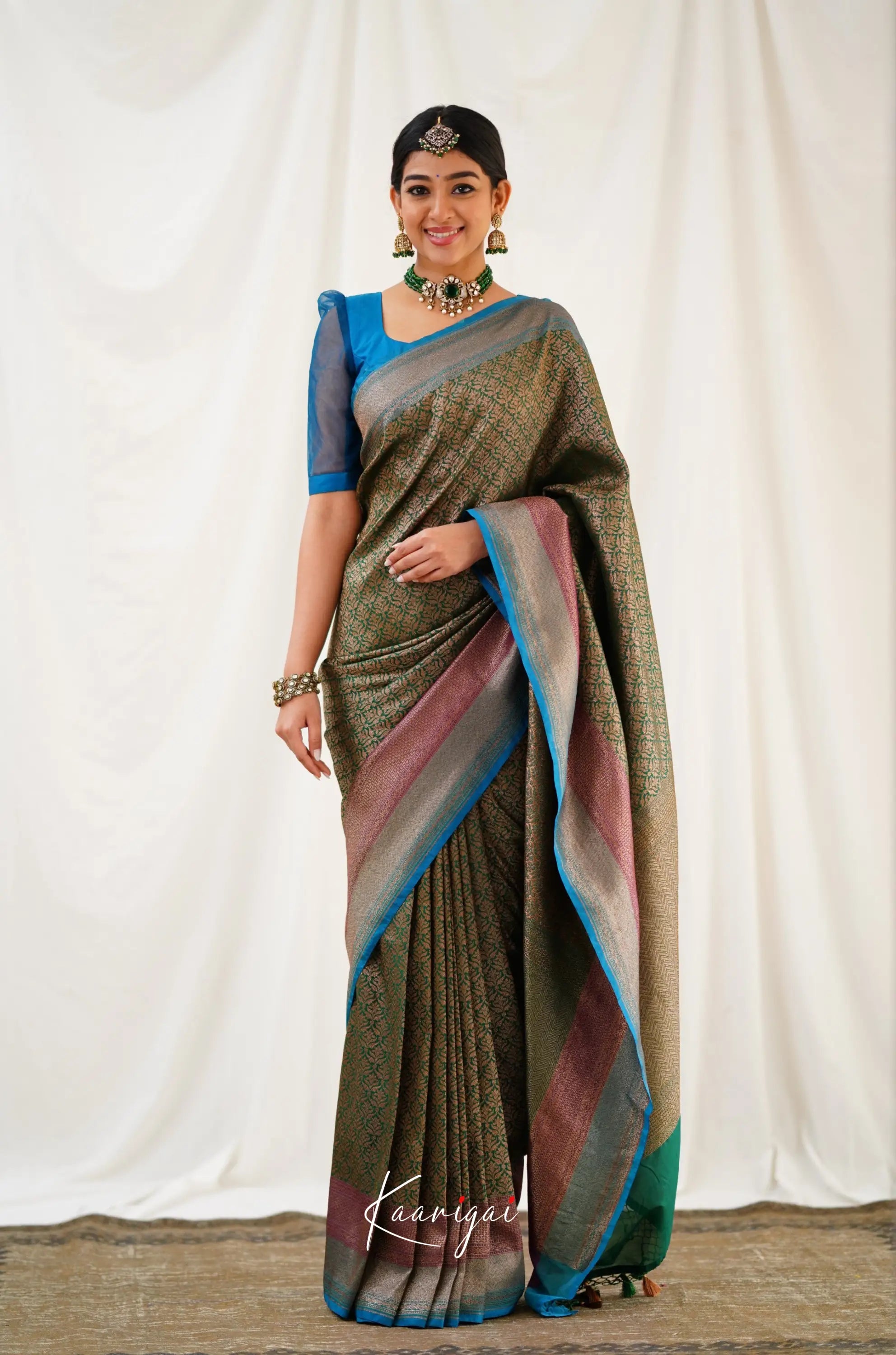 Antara Banarassi Silk Saree - Dark Green Sarees