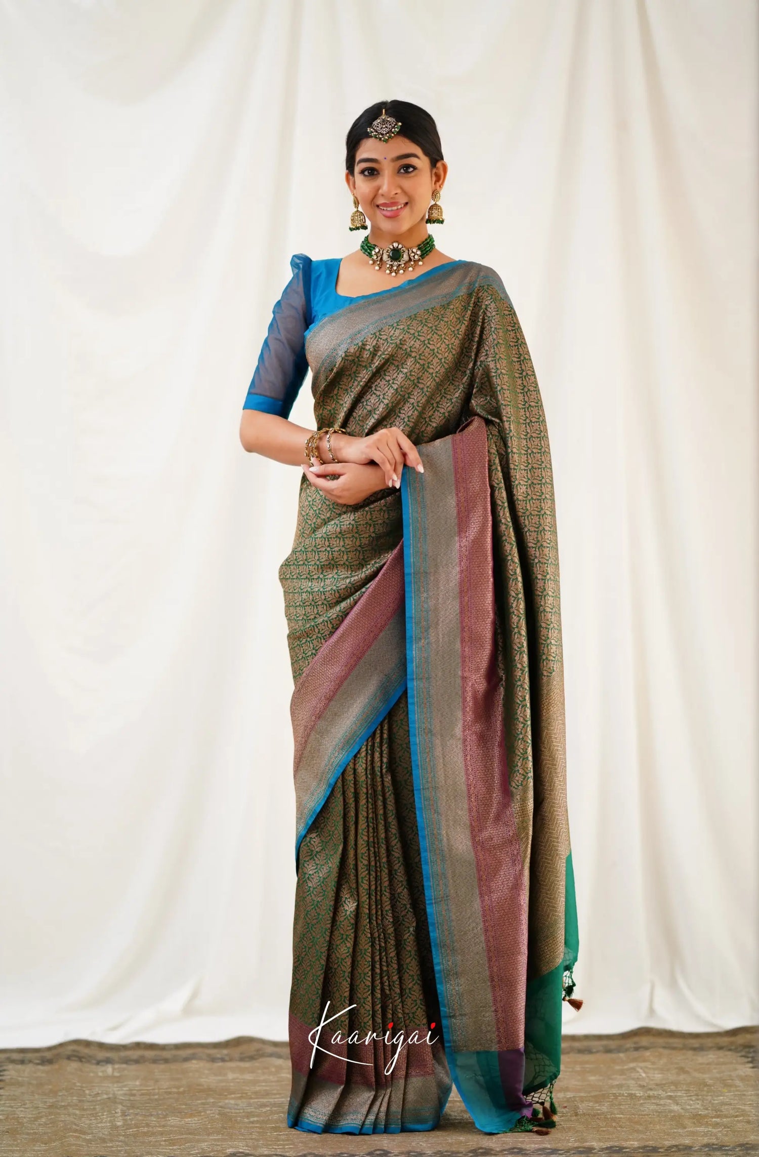 Antara Banarassi Silk Saree - Dark Green Sarees