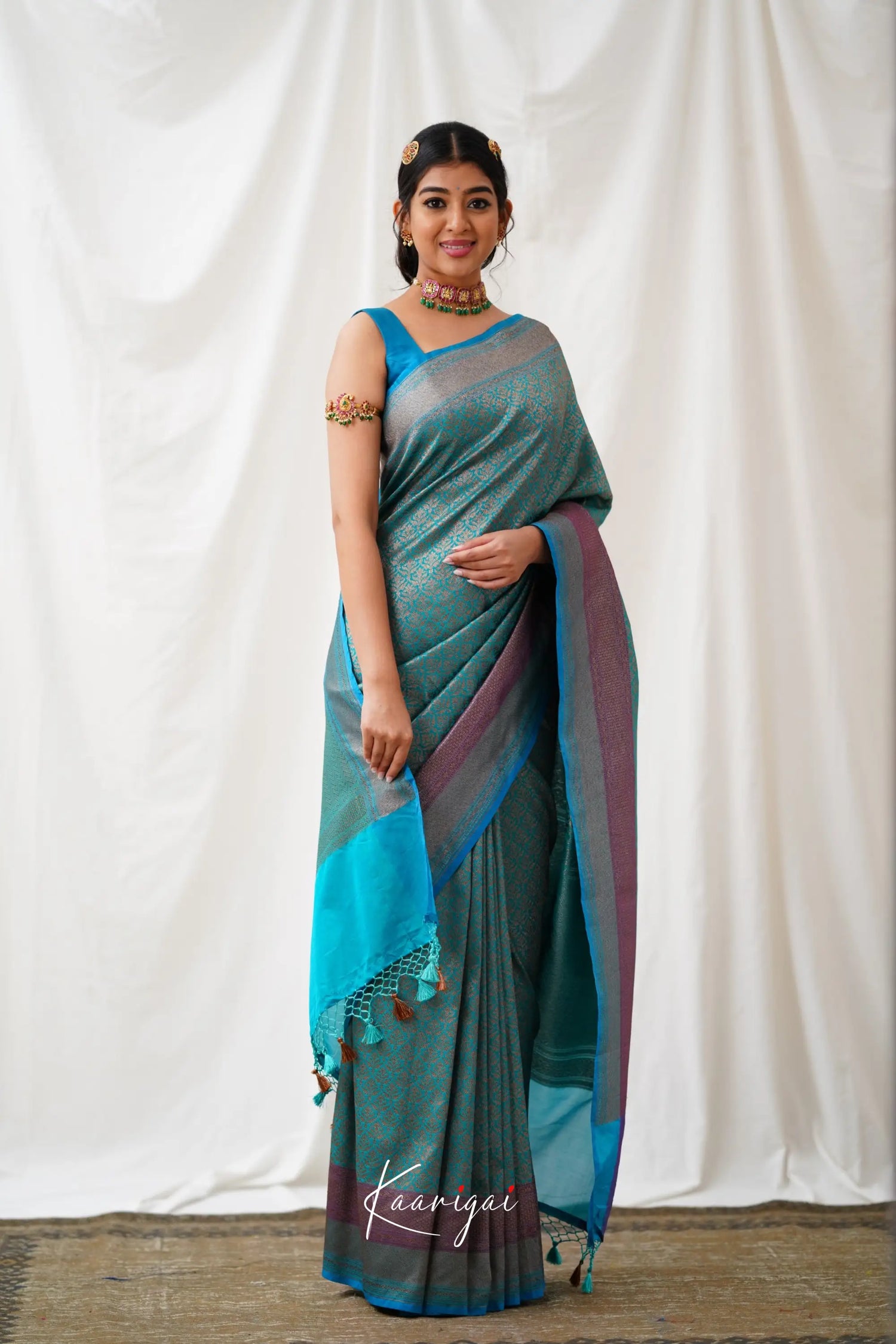 Antara Banarassi Silk Saree - Teal Blue Sarees