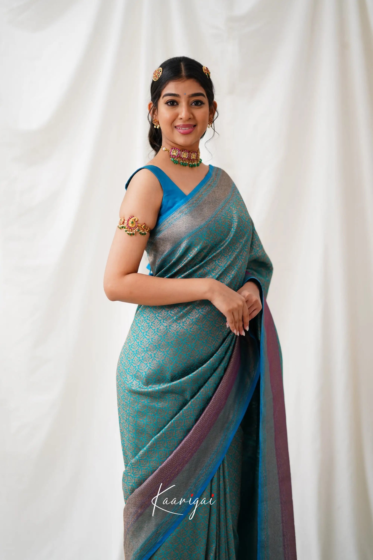 Antara Banarassi Silk Saree - Teal Blue Sarees