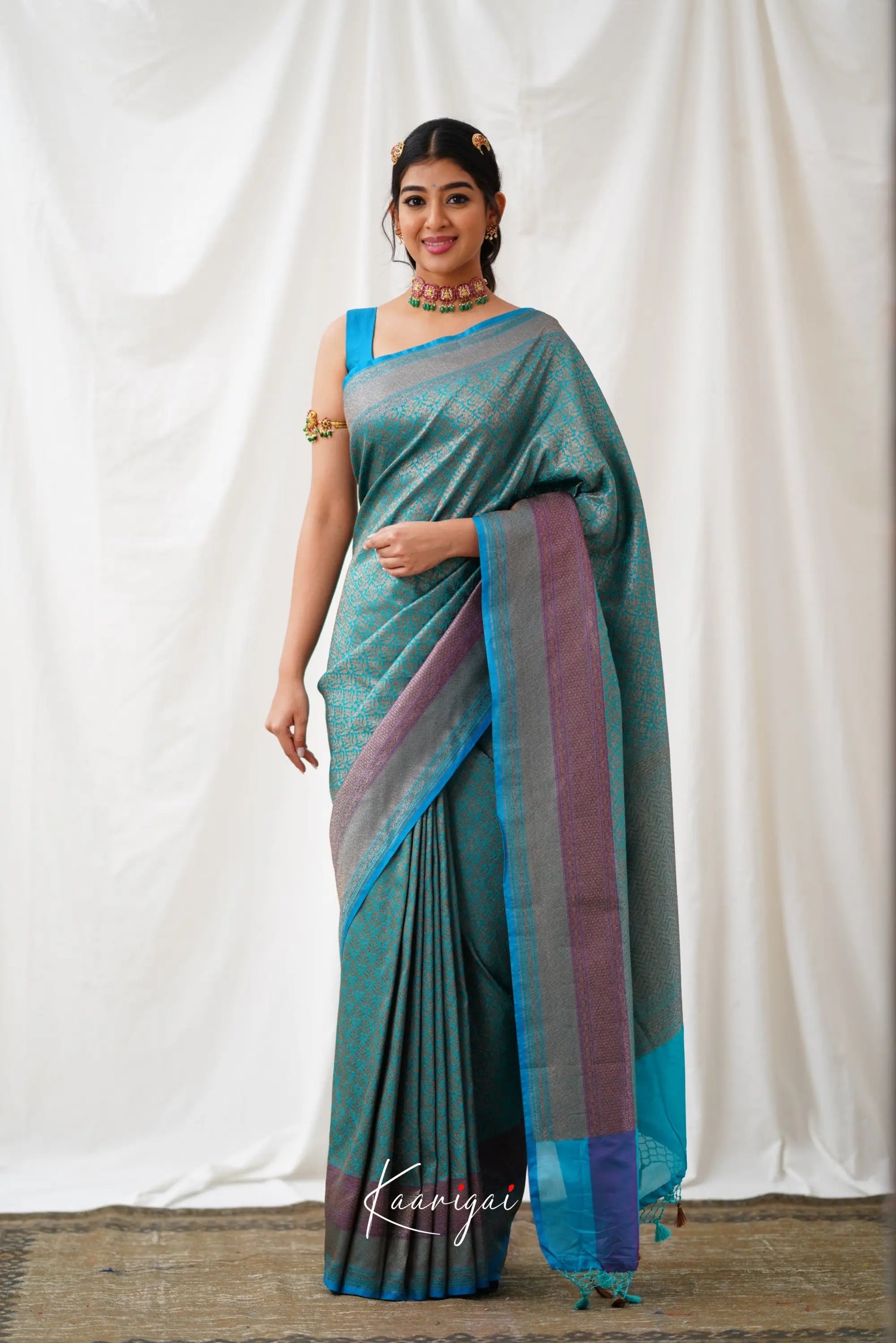 Antara Banarassi Silk Saree - Teal Blue Sarees