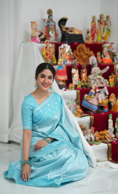 Blended Silk Saree - Sky Blue Sarees