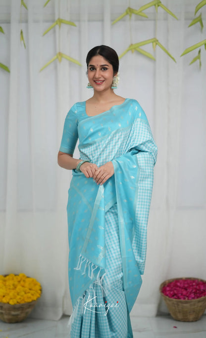 Blended Silk Saree - Sky Blue Sarees