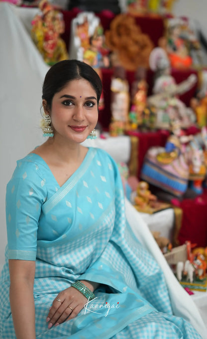 Blended Silk Saree - Sky Blue Sarees