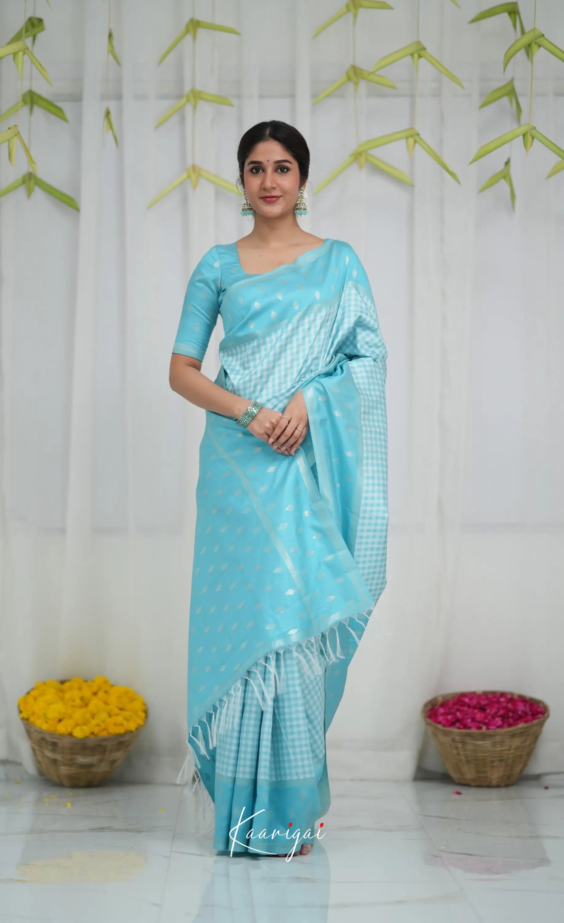 Blended Silk Saree - Sky Blue Sarees