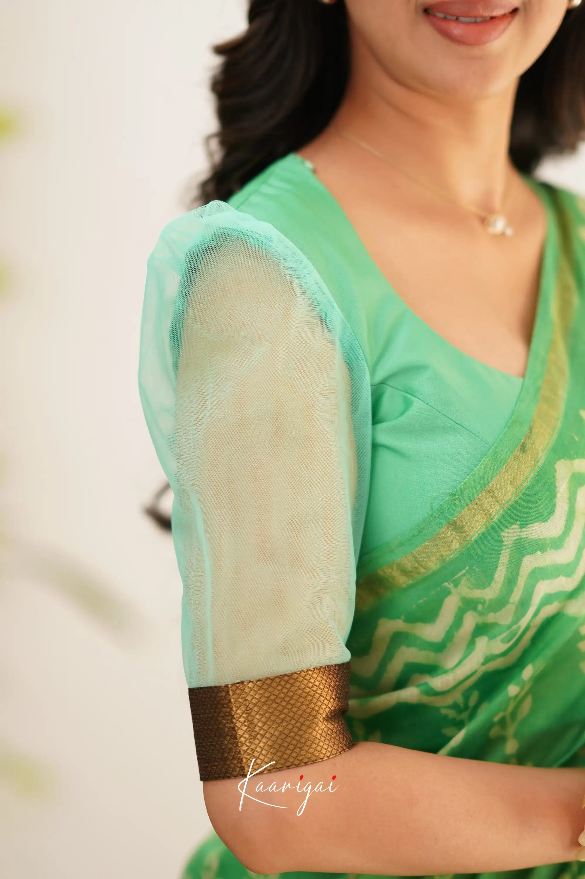 Chaavi Chanderi Saree - Sea Green Sarees