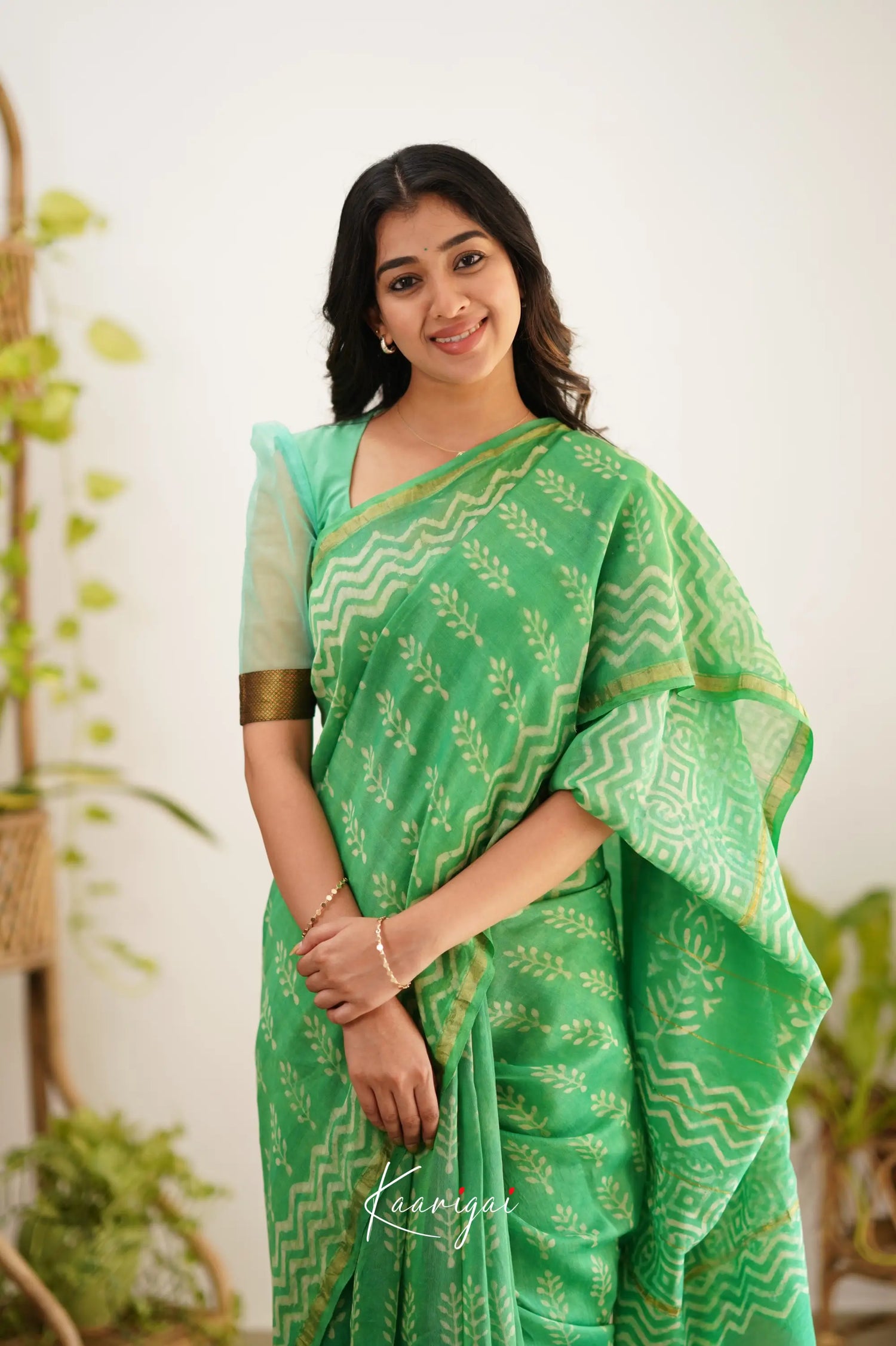 Chaavi Chanderi Saree - Sea Green Sarees