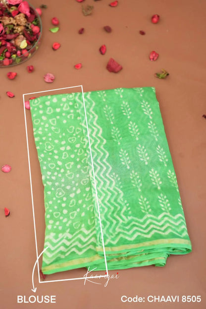 Chaavi Chanderi Saree - Sea Green Sarees