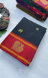 Chettinad Cotton Saree - Black with Reddish Maroon Sarees