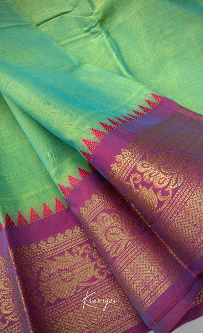 Chettinad Cotton Saree - Bluish green tone Sarees