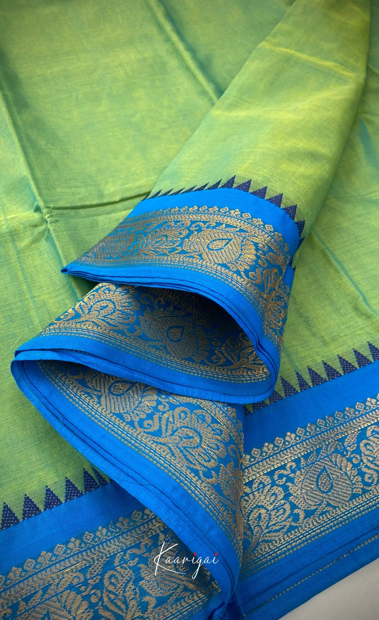 Chettinad Cotton Saree - Bluish green tone Sarees