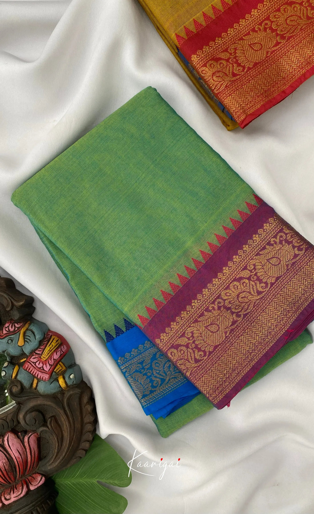 Chettinad Cotton Saree - Bluish green tone Sarees