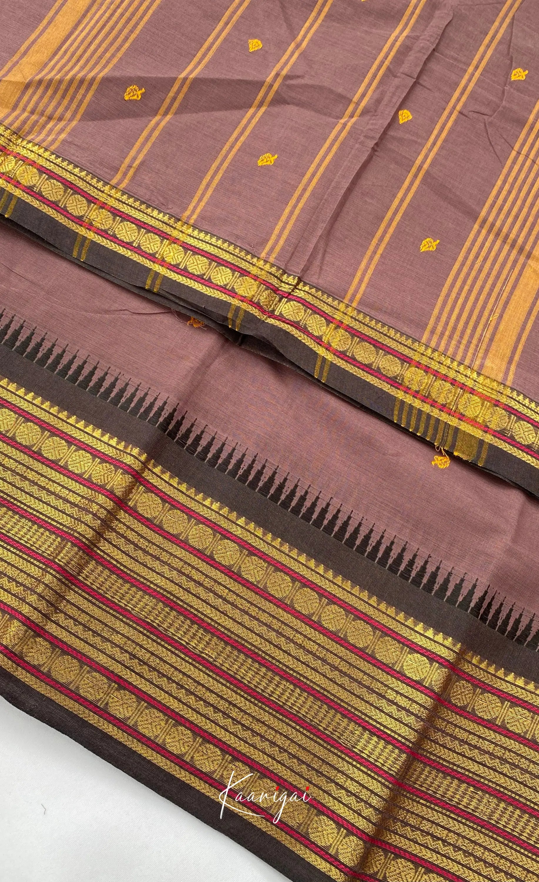 Chettinad Cotton Saree - Dark mauve with Brownish Purple Sarees