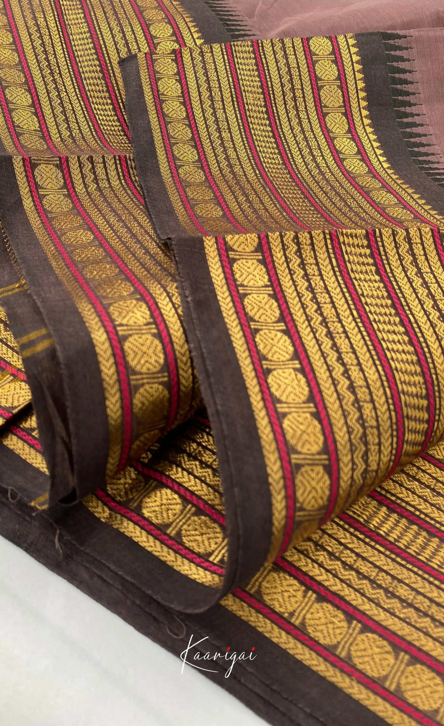 Chettinad Cotton Saree - Dark mauve with Brownish Purple Sarees