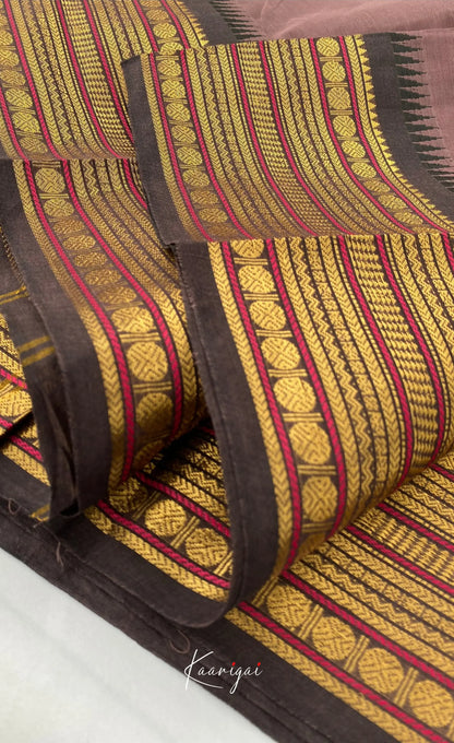 Chettinad Cotton Saree - Dark mauve with Brownish Purple Sarees
