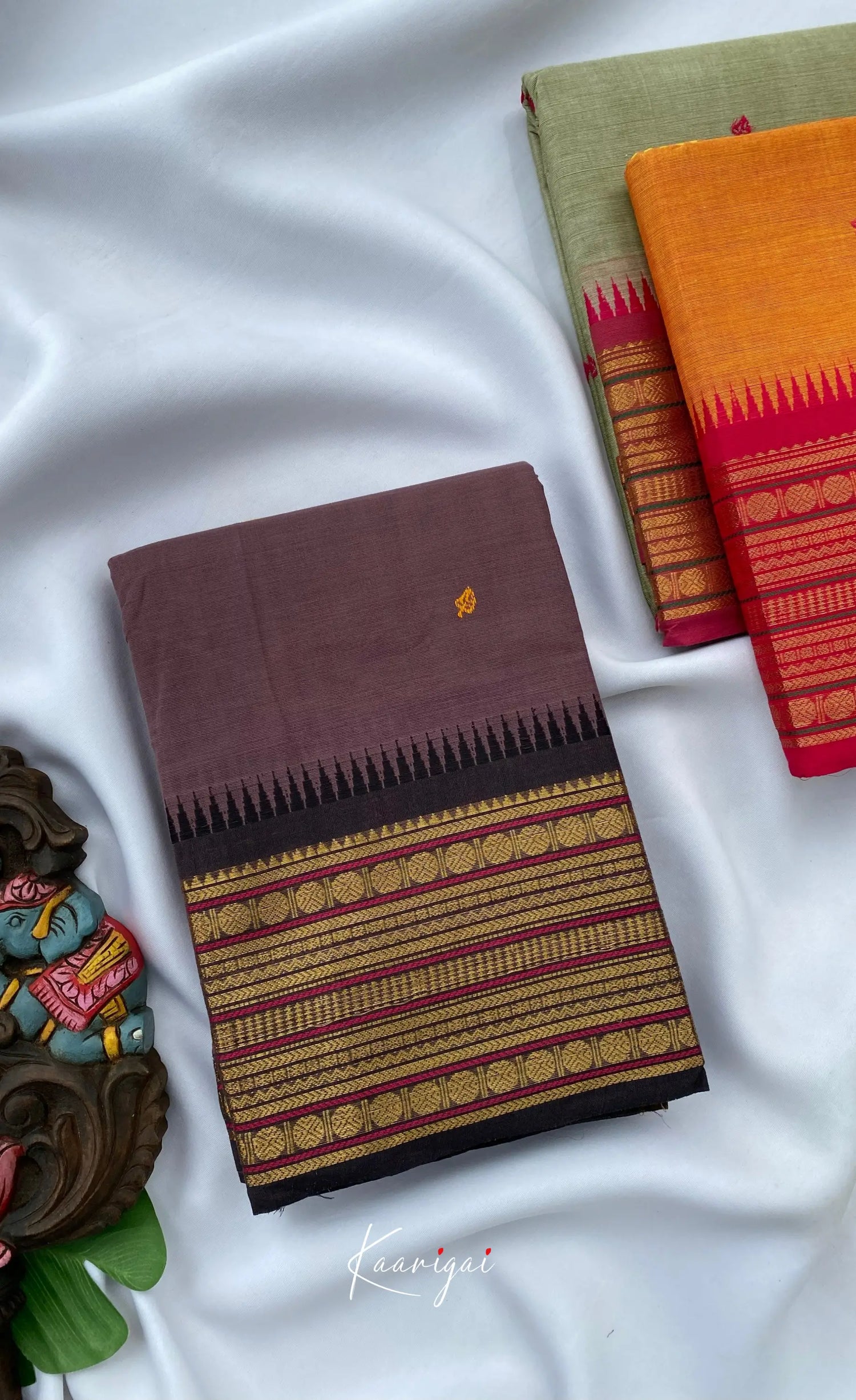 Chettinad Cotton Saree - Dark mauve with Brownish Purple Sarees