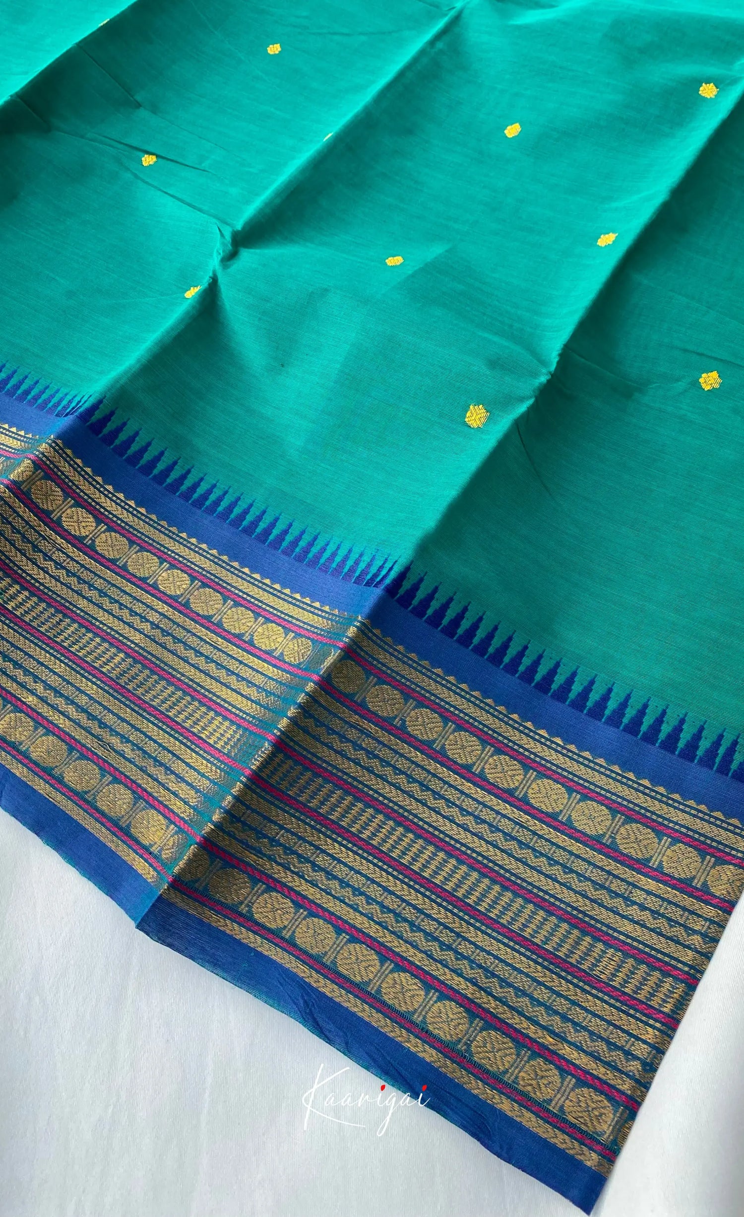 Chettinad Cotton Saree - Dark teal with Blue Sarees