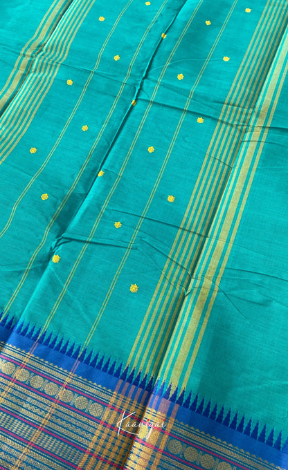 Chettinad Cotton Saree - Dark teal with Blue Sarees