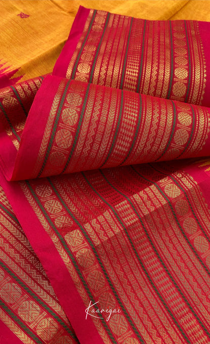 Chettinad Cotton Saree - Dual-tone yellow with Pink Sarees