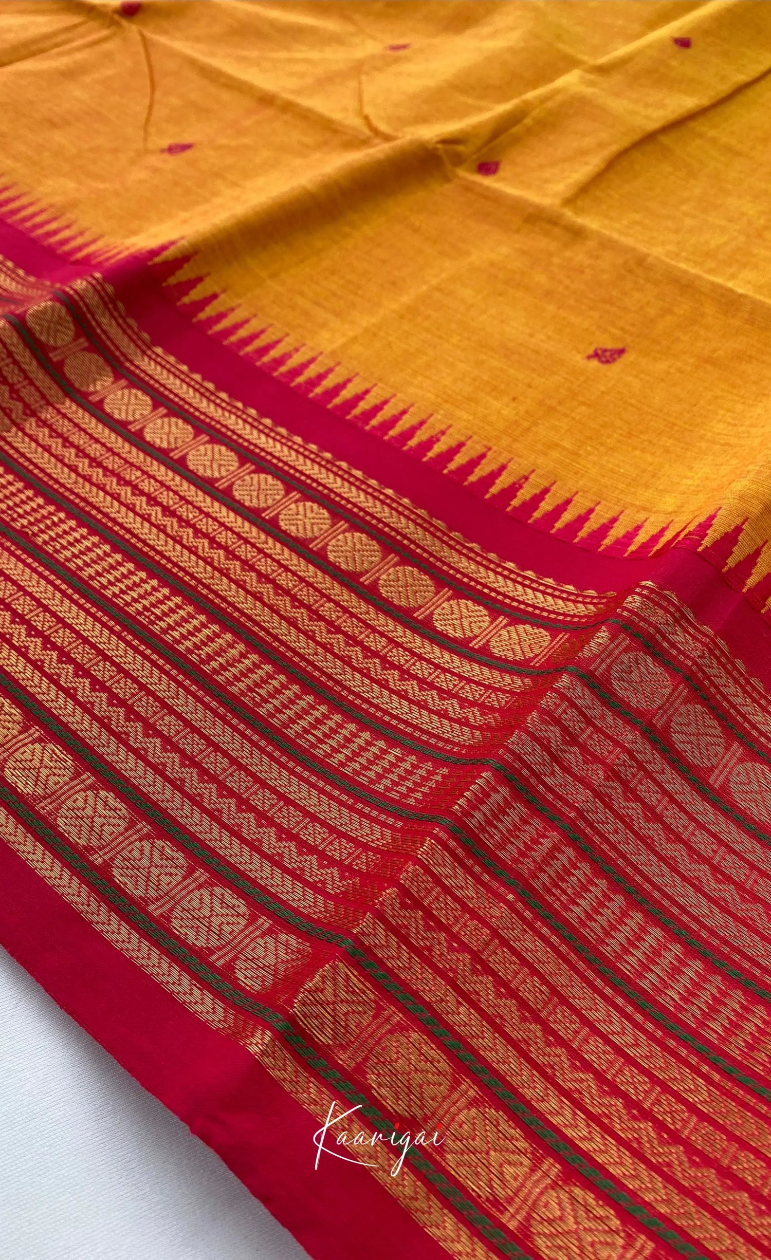 Chettinad Cotton Saree - Dual-tone yellow with Pink Sarees