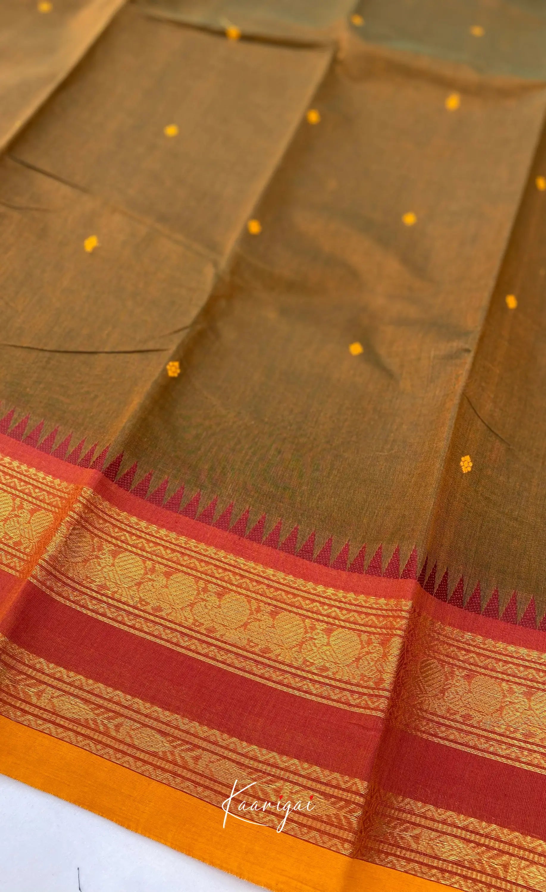 Chettinad Cotton Saree - Earthy brown shade and Maroon tone Sarees