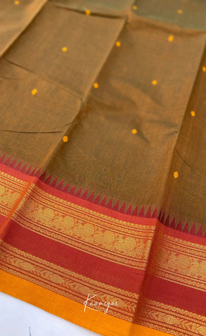 Chettinad Cotton Saree - Earthy brown shade and Maroon tone Sarees