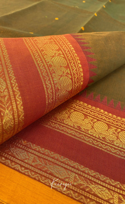 Chettinad Cotton Saree - Earthy brown shade and Maroon tone Sarees