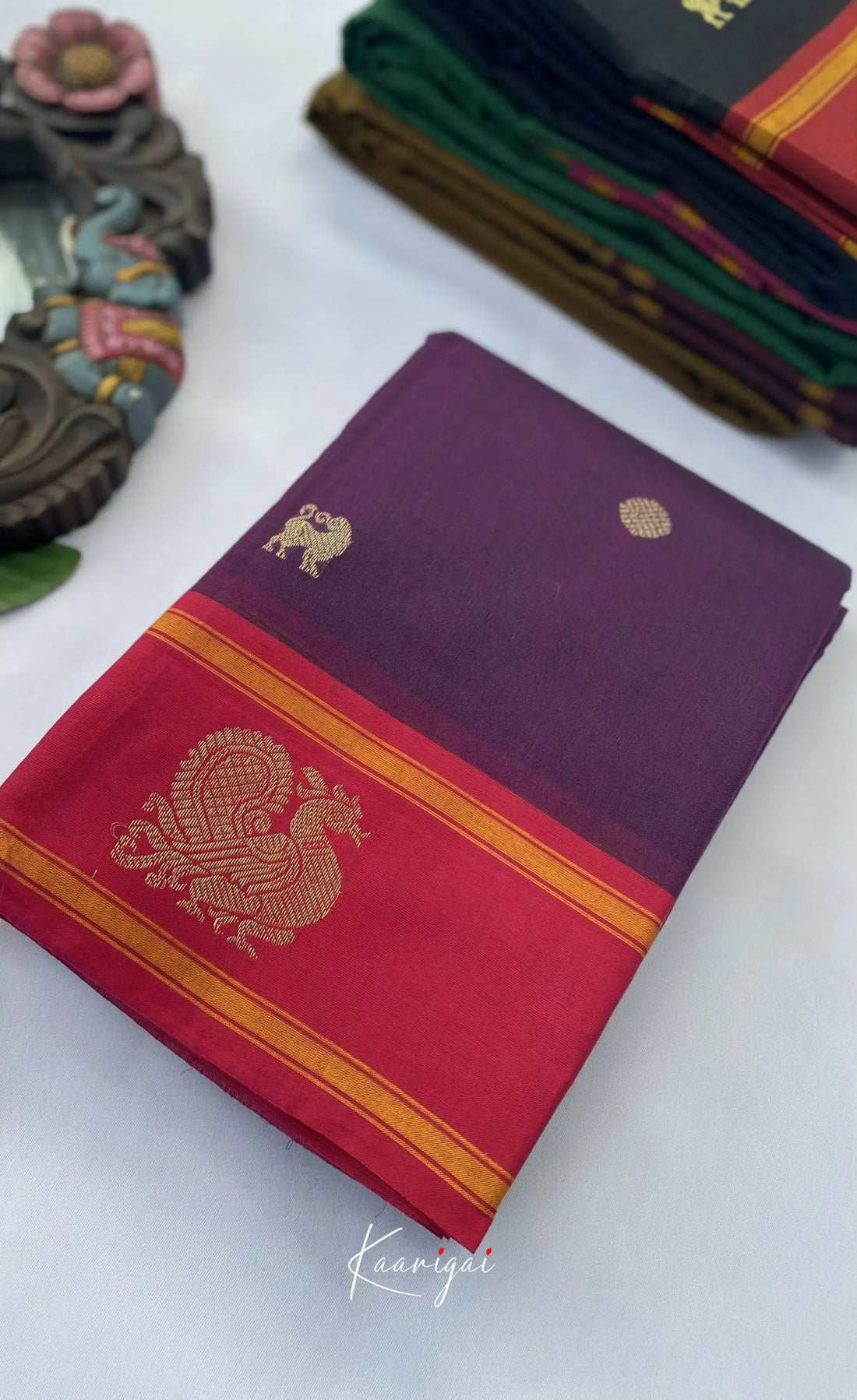 Chettinad Cotton Saree - Purple and Bright Pink Sarees