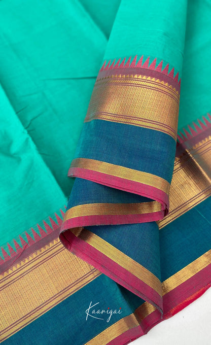 Chettinad Cotton Saree - Teal blue tone and Purple shade Sarees