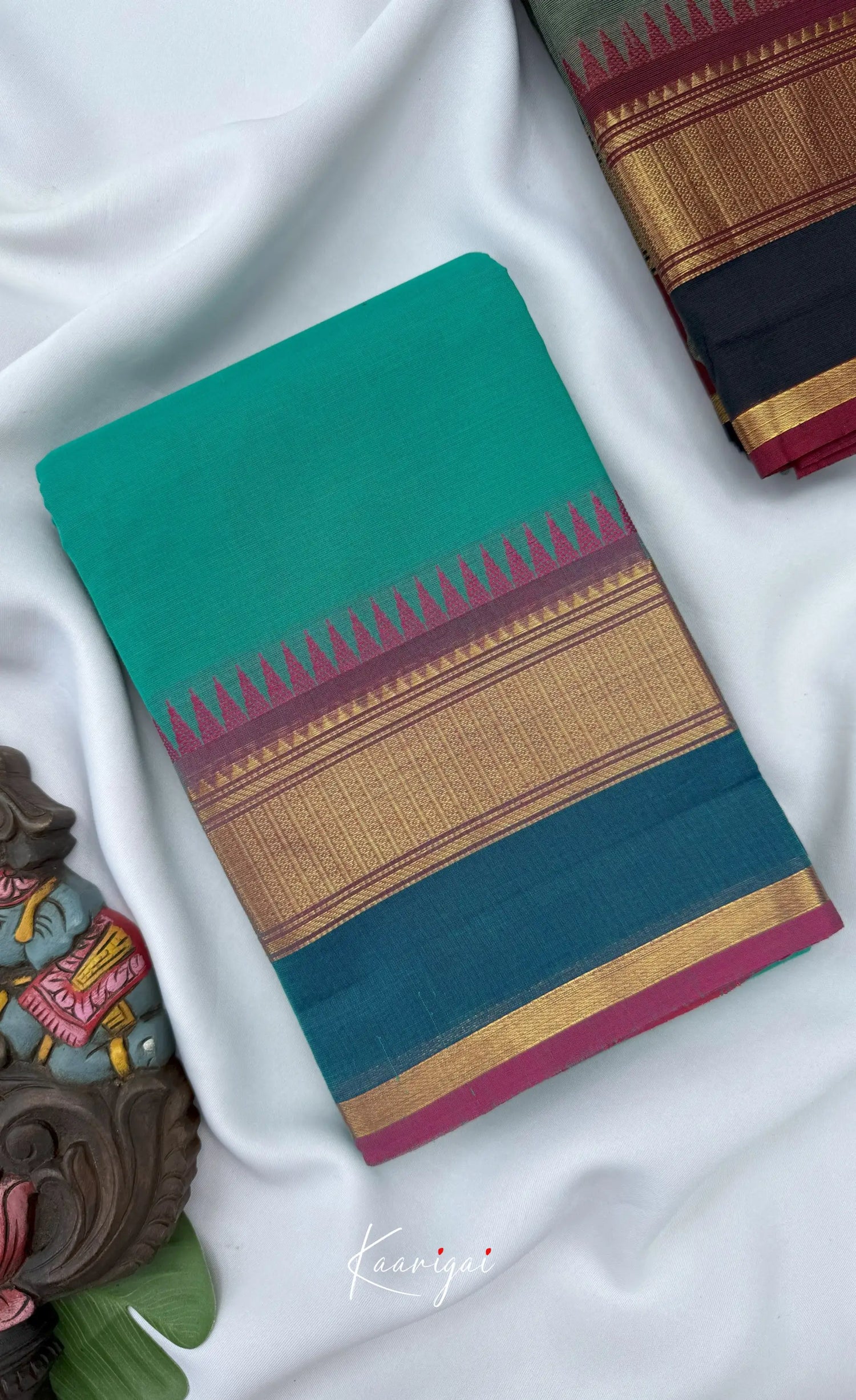 Chettinad Cotton Saree - Teal blue tone and Purple shade Sarees