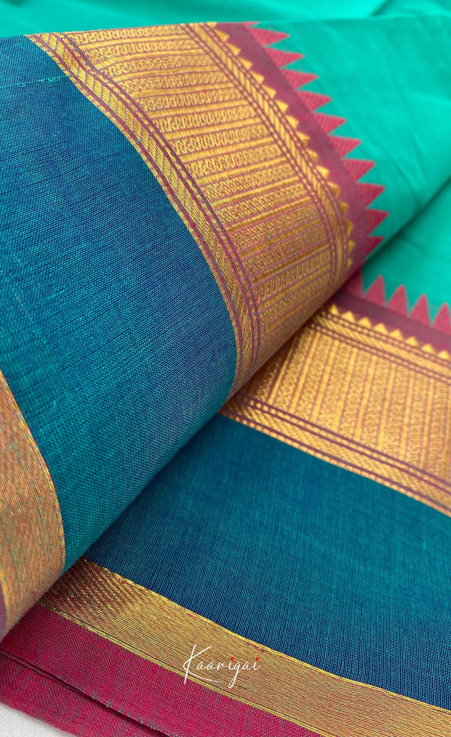Chettinad Cotton Saree - Teal blue tone and Purple shade Sarees
