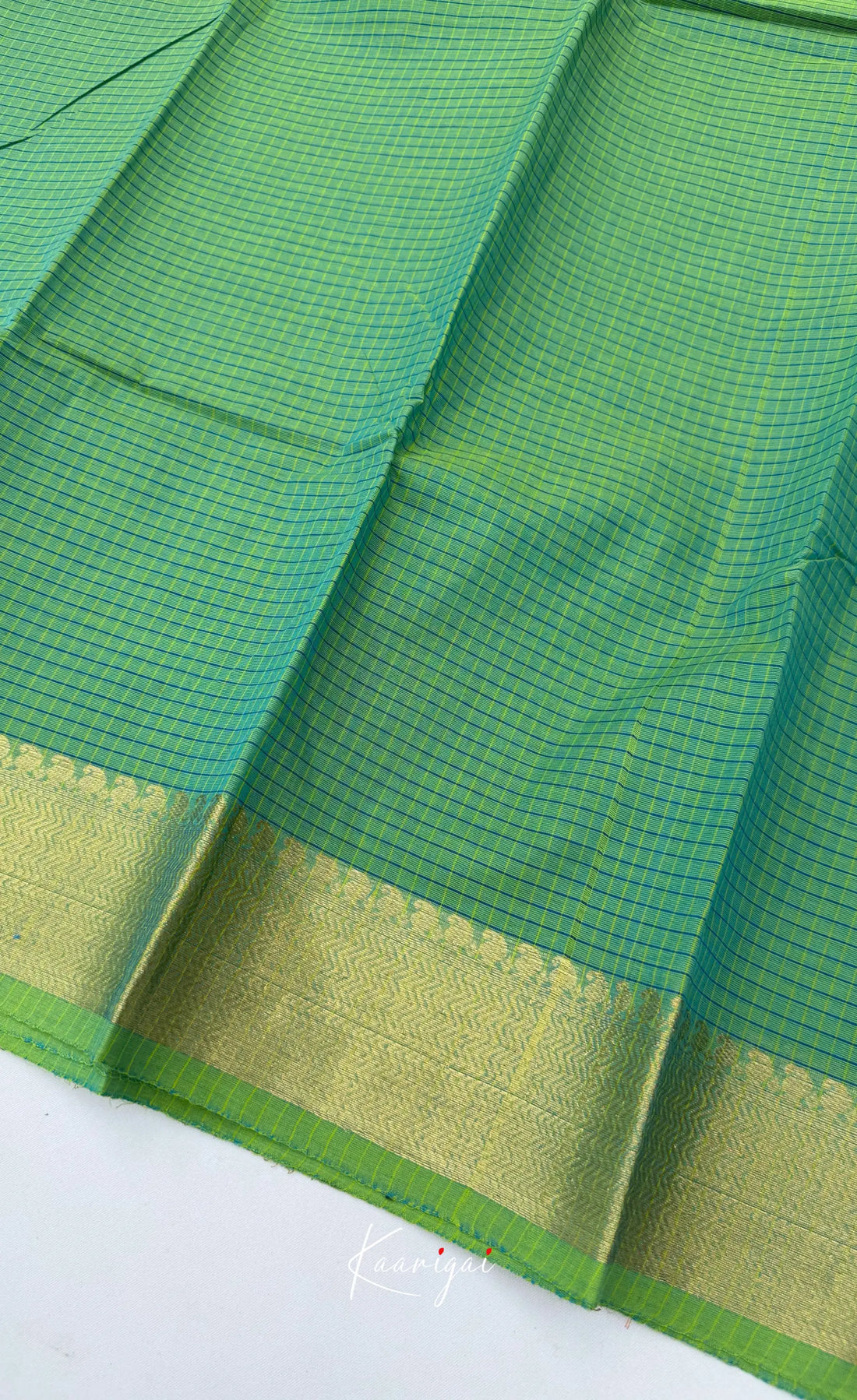 Chettinad Cotton Saree - Two-tone green and Gold shade Sarees