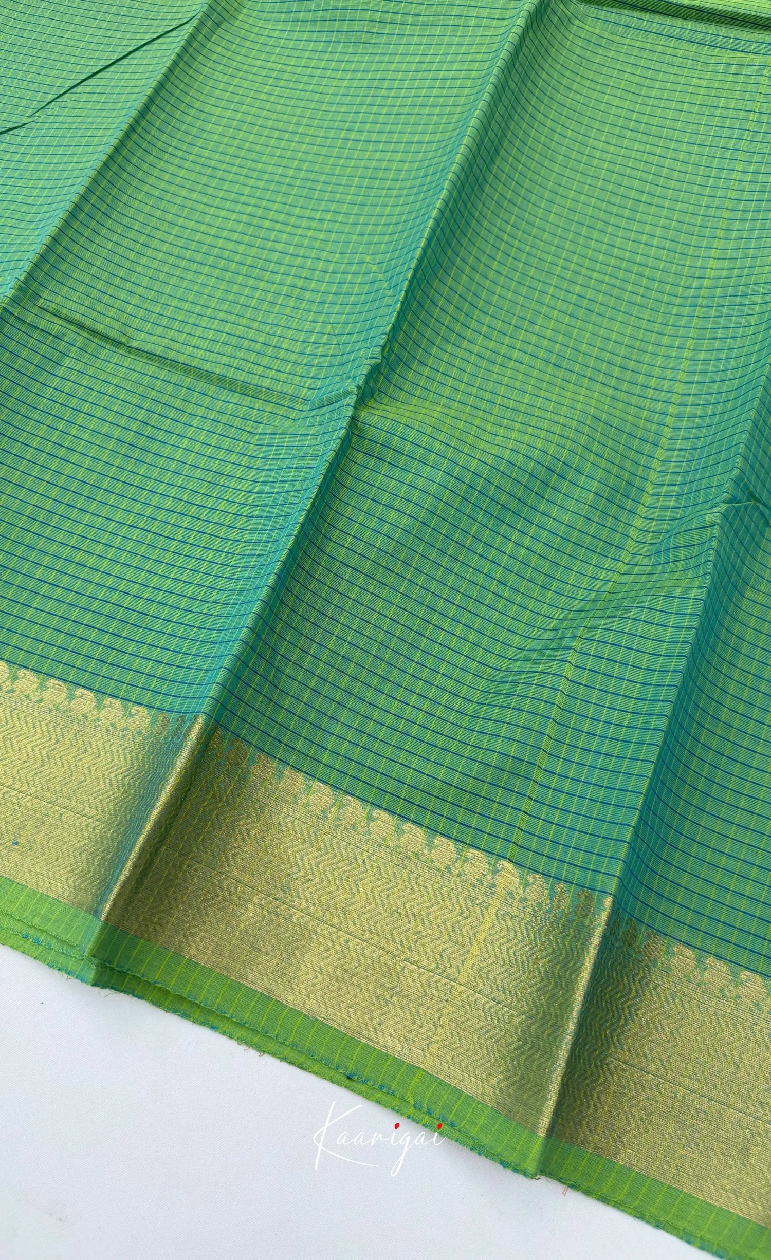 Chettinad Cotton Saree - Two-tone green and Gold shade Sarees