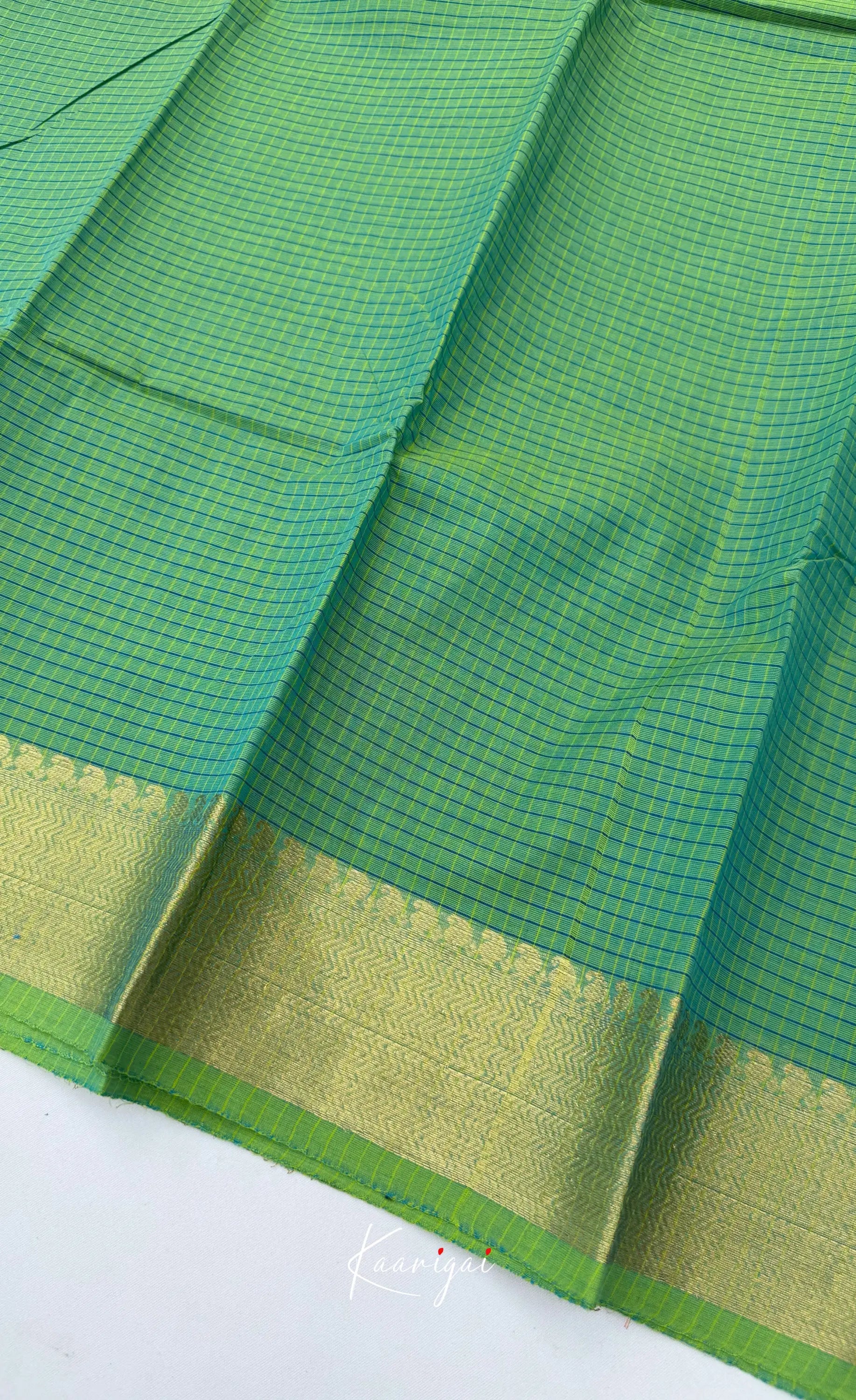 Chettinad Cotton Saree - Two-tone green and Gold shade Sarees