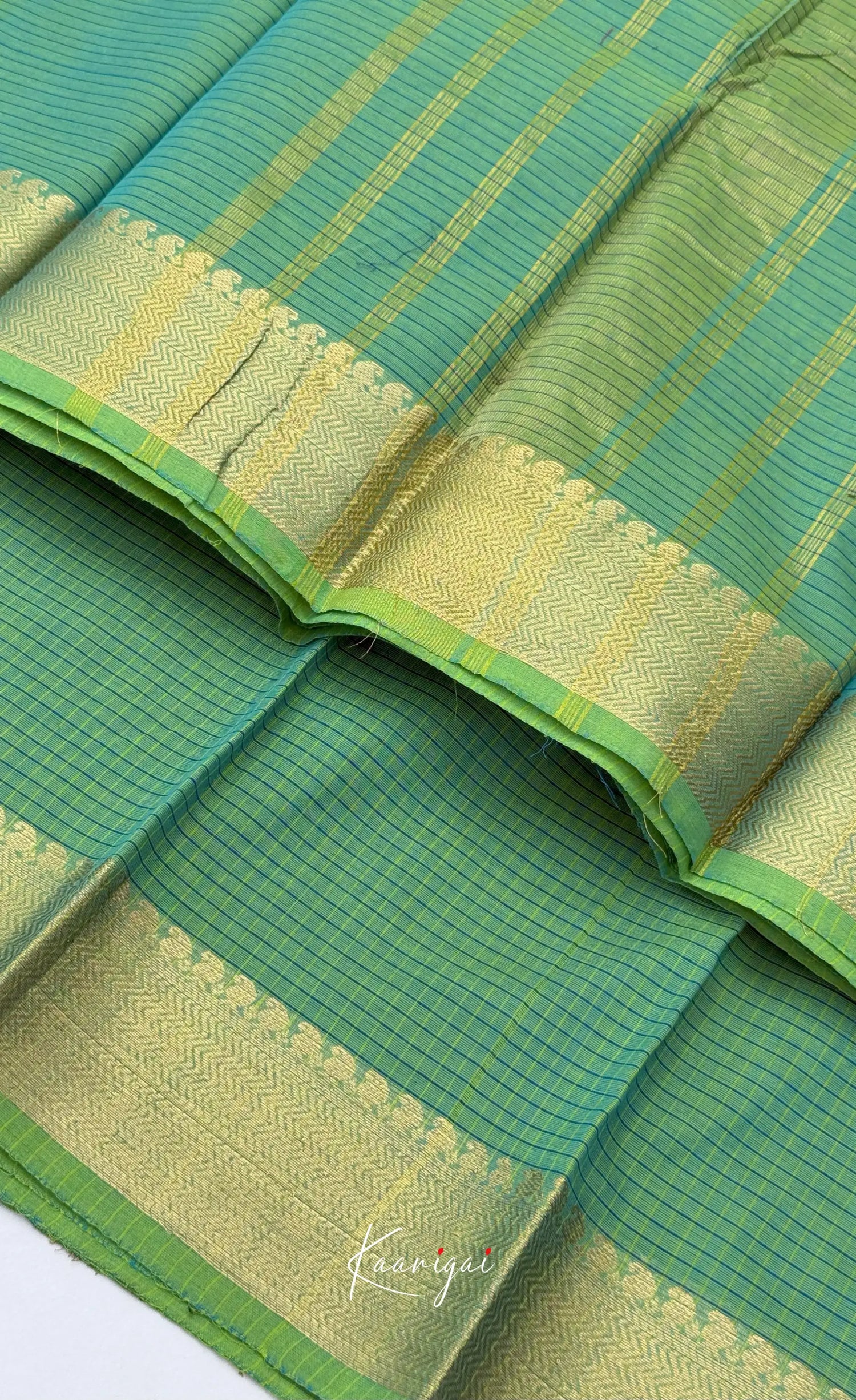 Chettinad Cotton Saree - Two-tone green and Gold shade Sarees