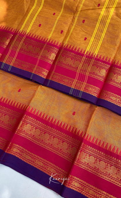 Chettinad Cotton Saree - Two tone yellow with Pink Sarees