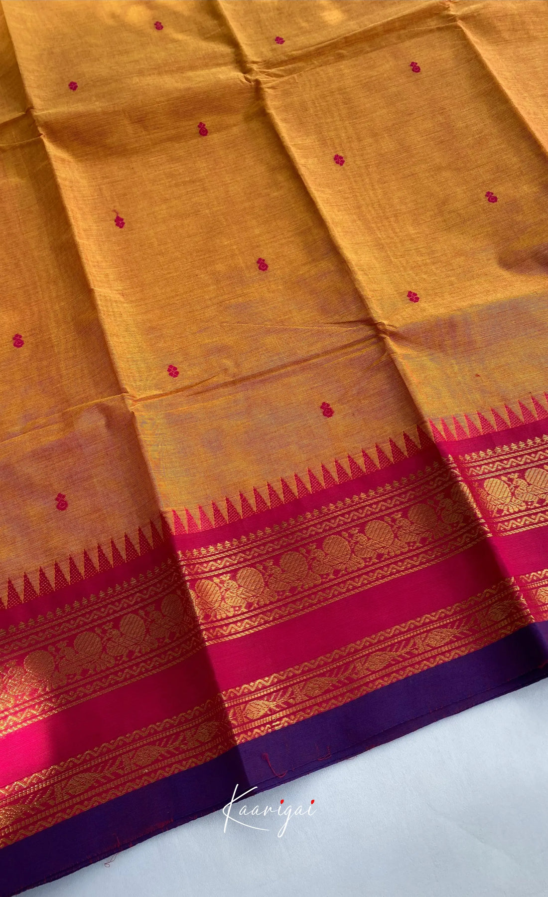 Chettinad Cotton Saree - Two tone yellow with Pink Sarees