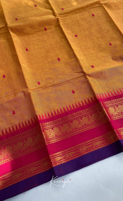 Chettinad Cotton Saree - Two tone yellow with Pink Sarees