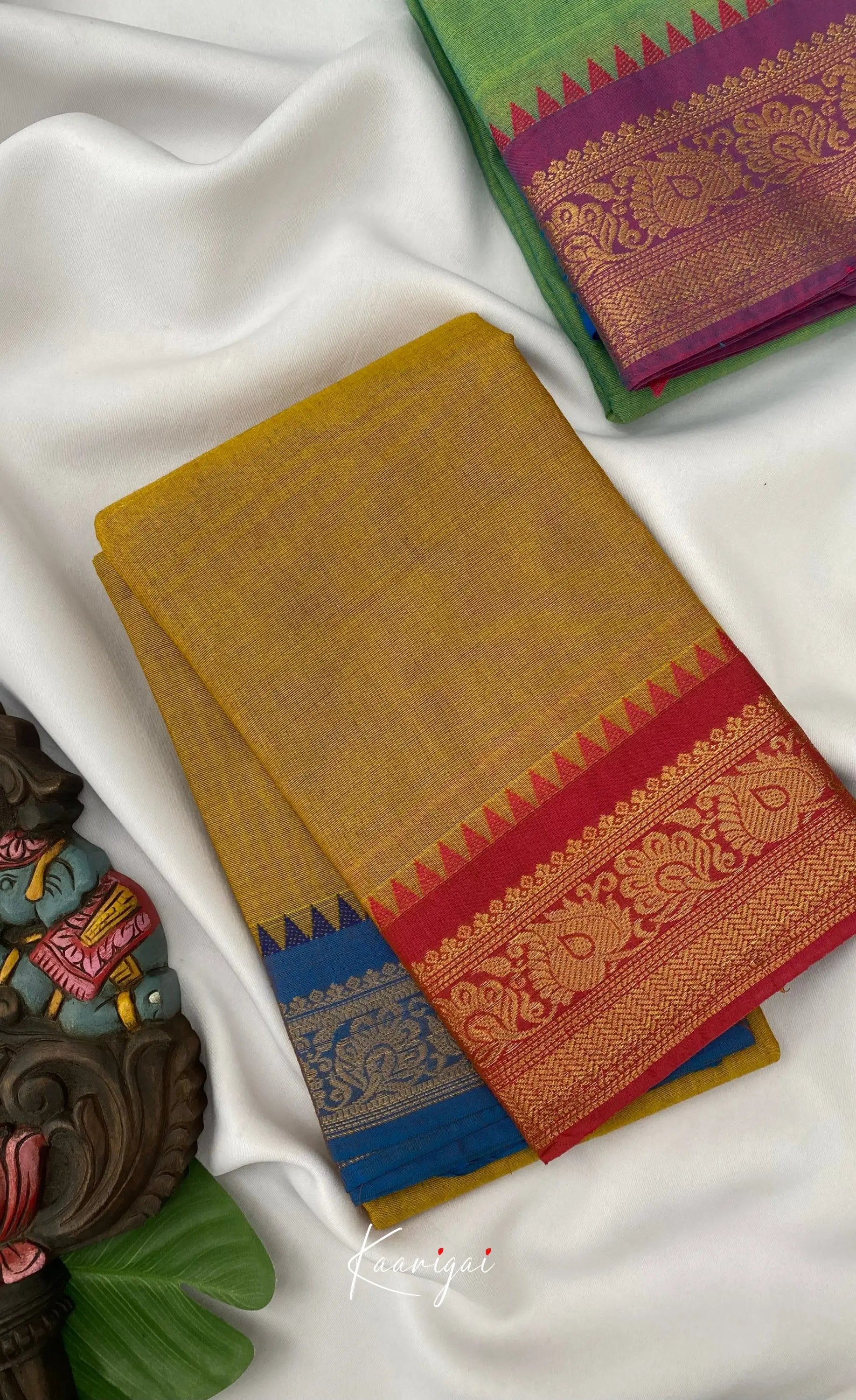 Chettinad Cotton Saree - Yellow tone Sarees