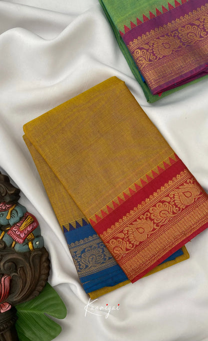 Chettinad Cotton Saree - Yellow tone Sarees