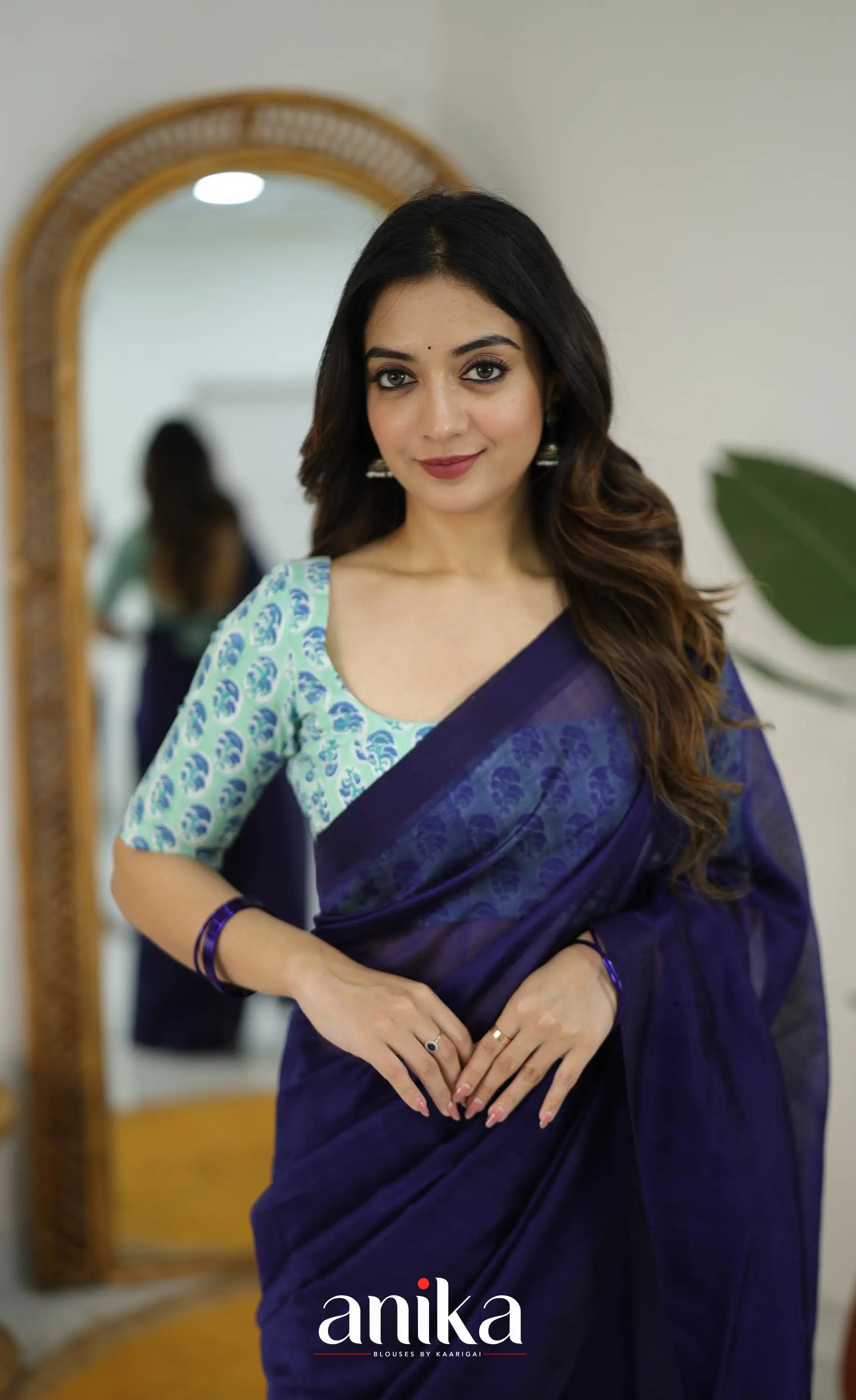 Jaipur Hand Block Printed Stretchable Blouse - white shade