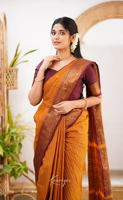 Kamakshi Dark Mustard Shade And Maroon Tone Sarees