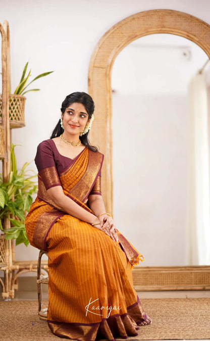 Kamakshi Dark Mustard Shade And Maroon Tone Sarees