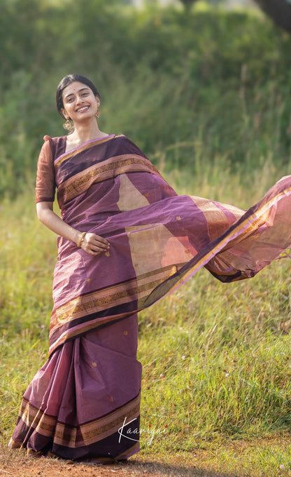 Kamakshi Mauve Tone And Coffee Brown Shade Sarees