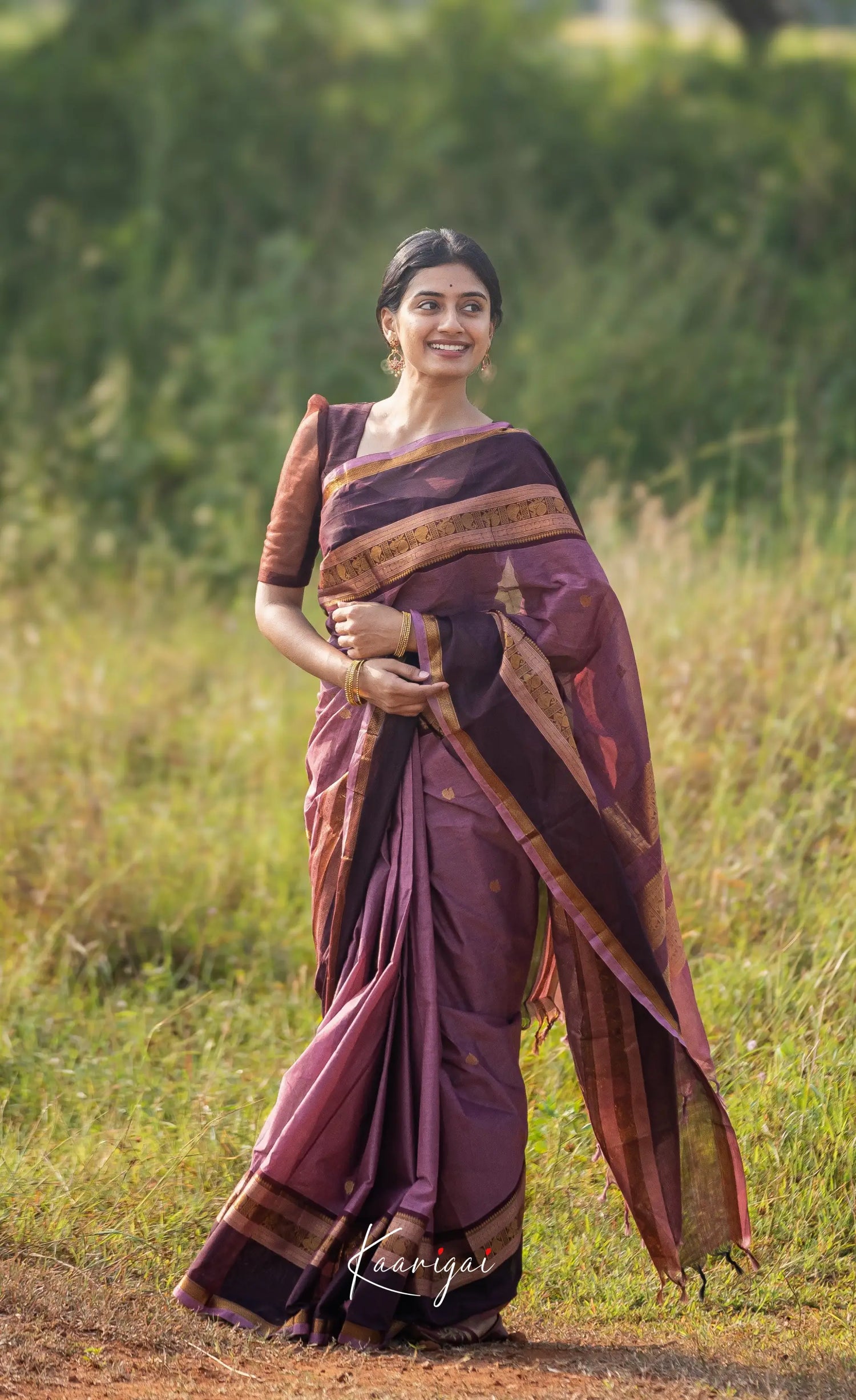 Kamakshi Mauve Tone And Coffee Brown Shade Sarees