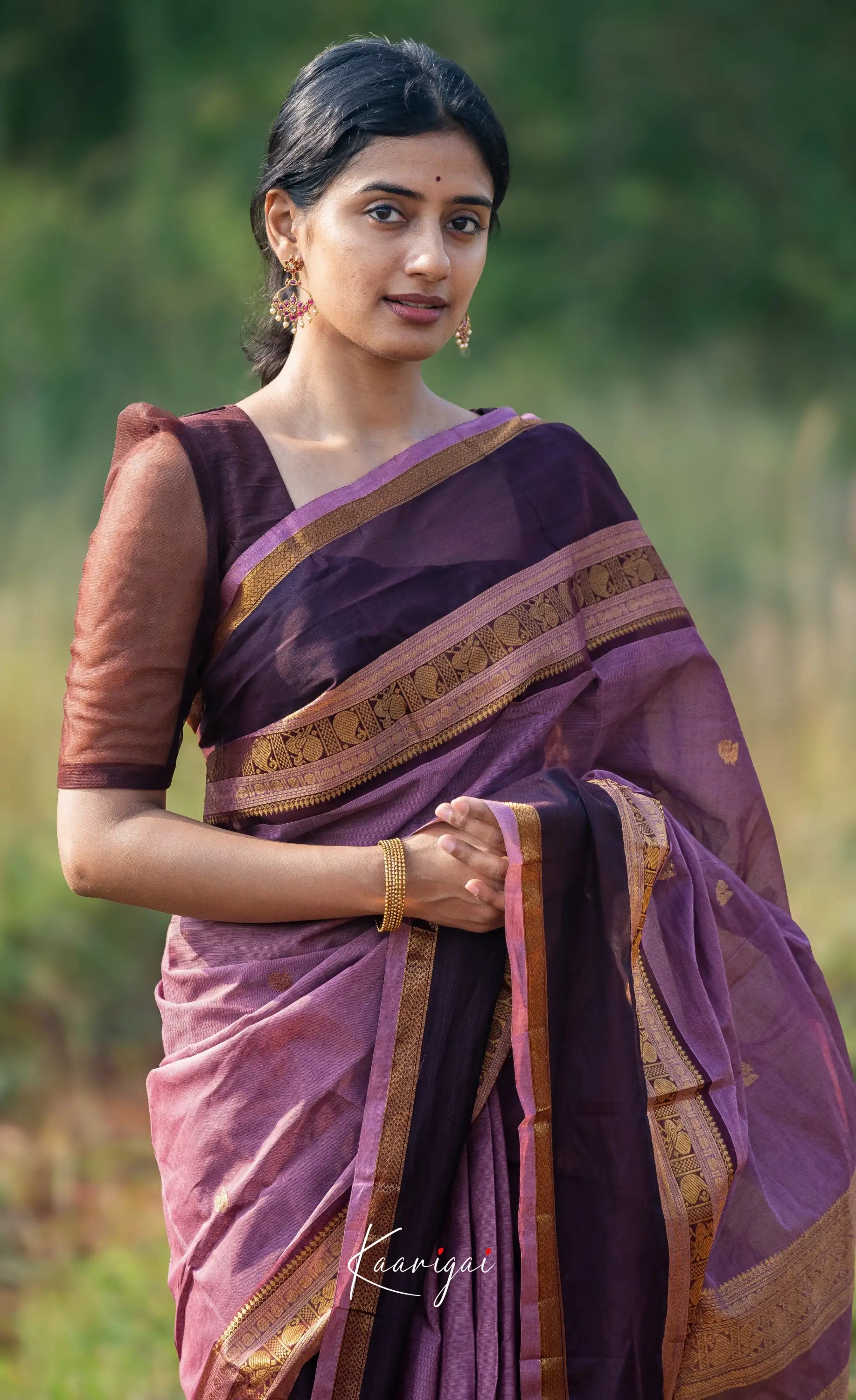 Kamakshi Mauve Tone And Coffee Brown Shade Sarees