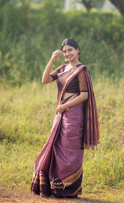 Kamakshi Mauve Tone And Coffee Brown Shade Sarees