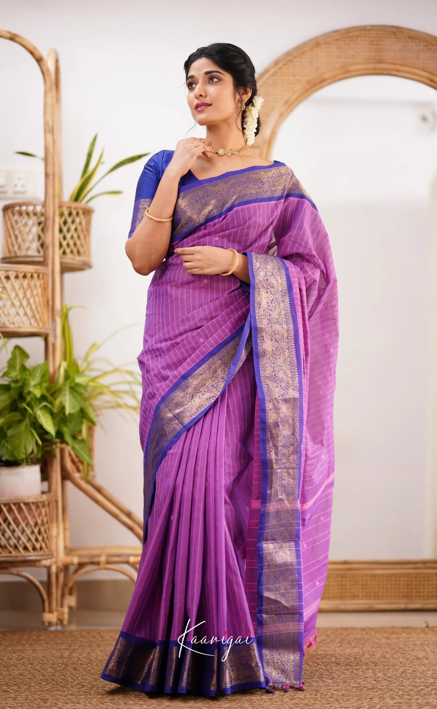 Kamakshi Purple Shade And Bright Blue Tone Sarees