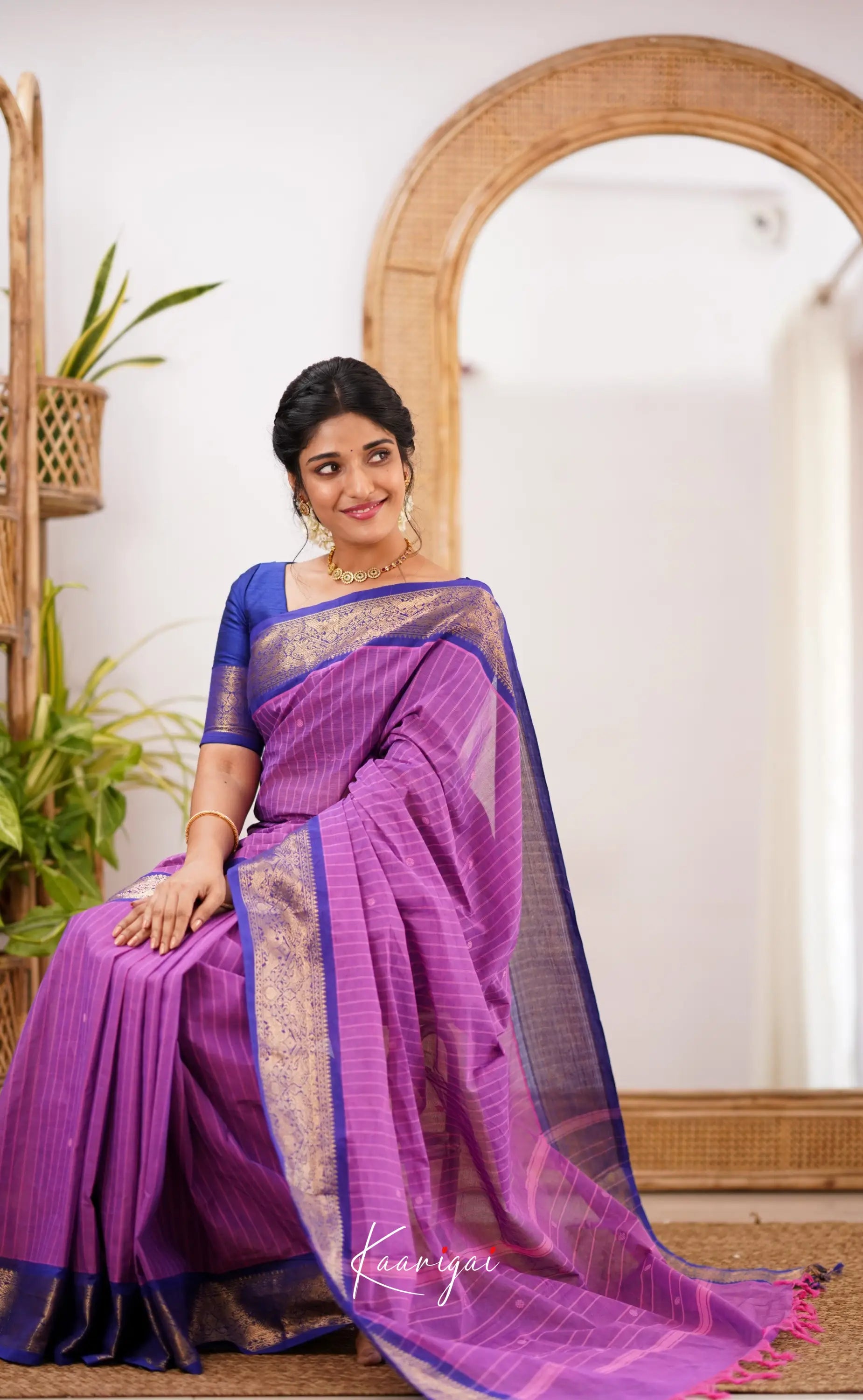 Kamakshi Purple Shade And Bright Blue Tone Sarees